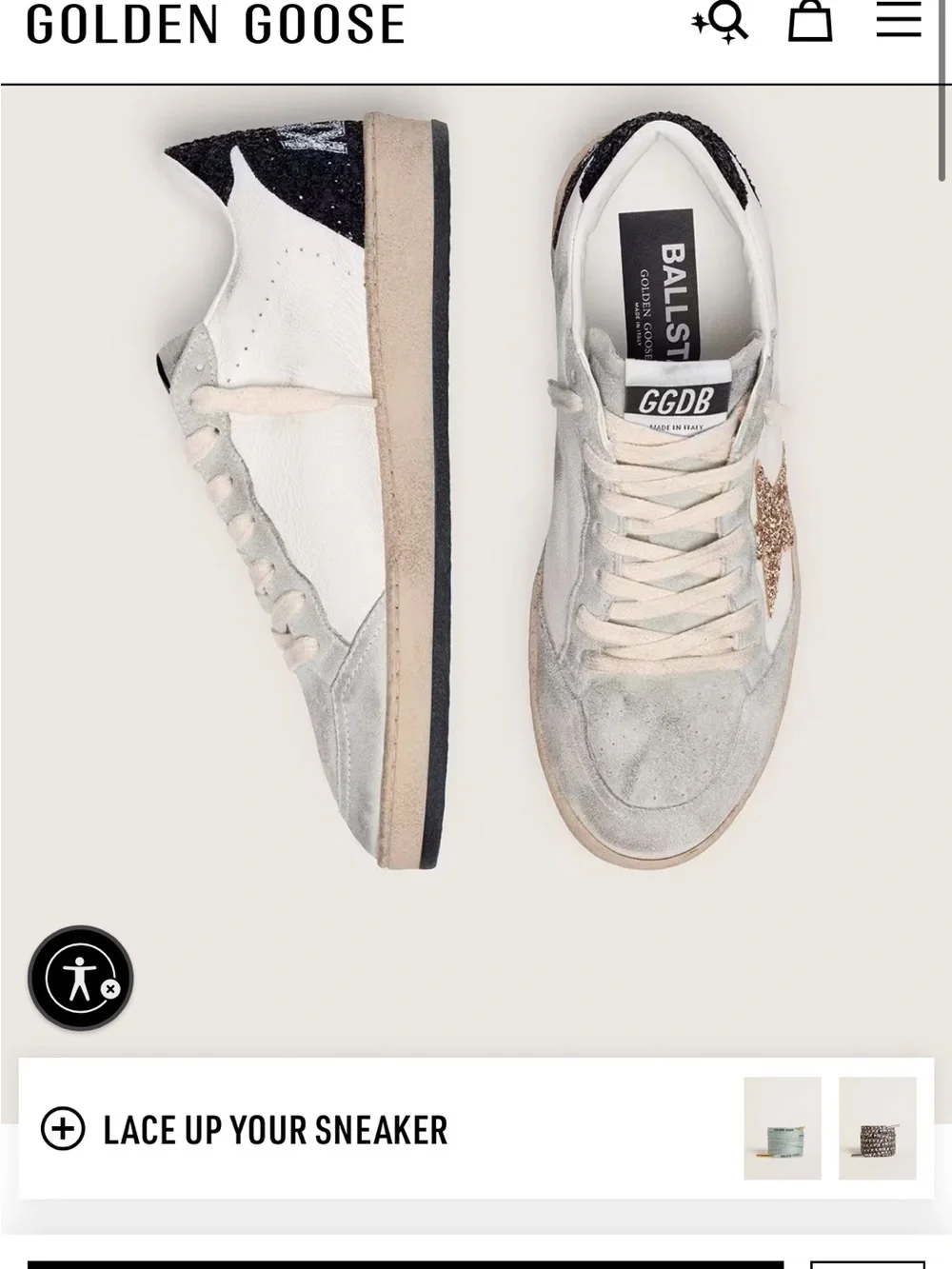 100% Authentic Golden Goose Womens nappa glitter star Ball Star sneakers - Picture 15 of 16